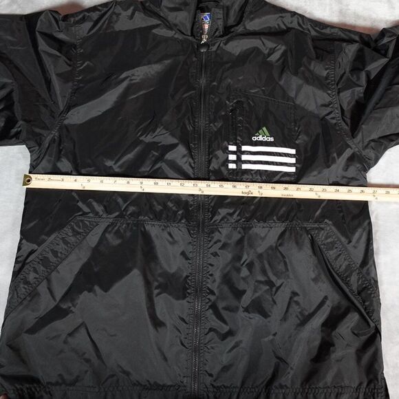 Vintage Adidas Windbreaker Jacket Coat Mens XL Embroidered Logo Black 90s - Picture 9 of 11